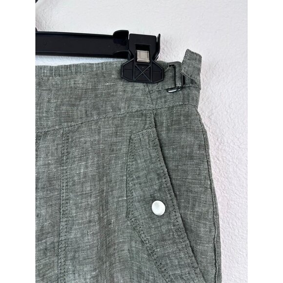 Athleta women's 6 Voyager Linen tapered leg ankle crop pant aspen olive green - Picture 3 of 8